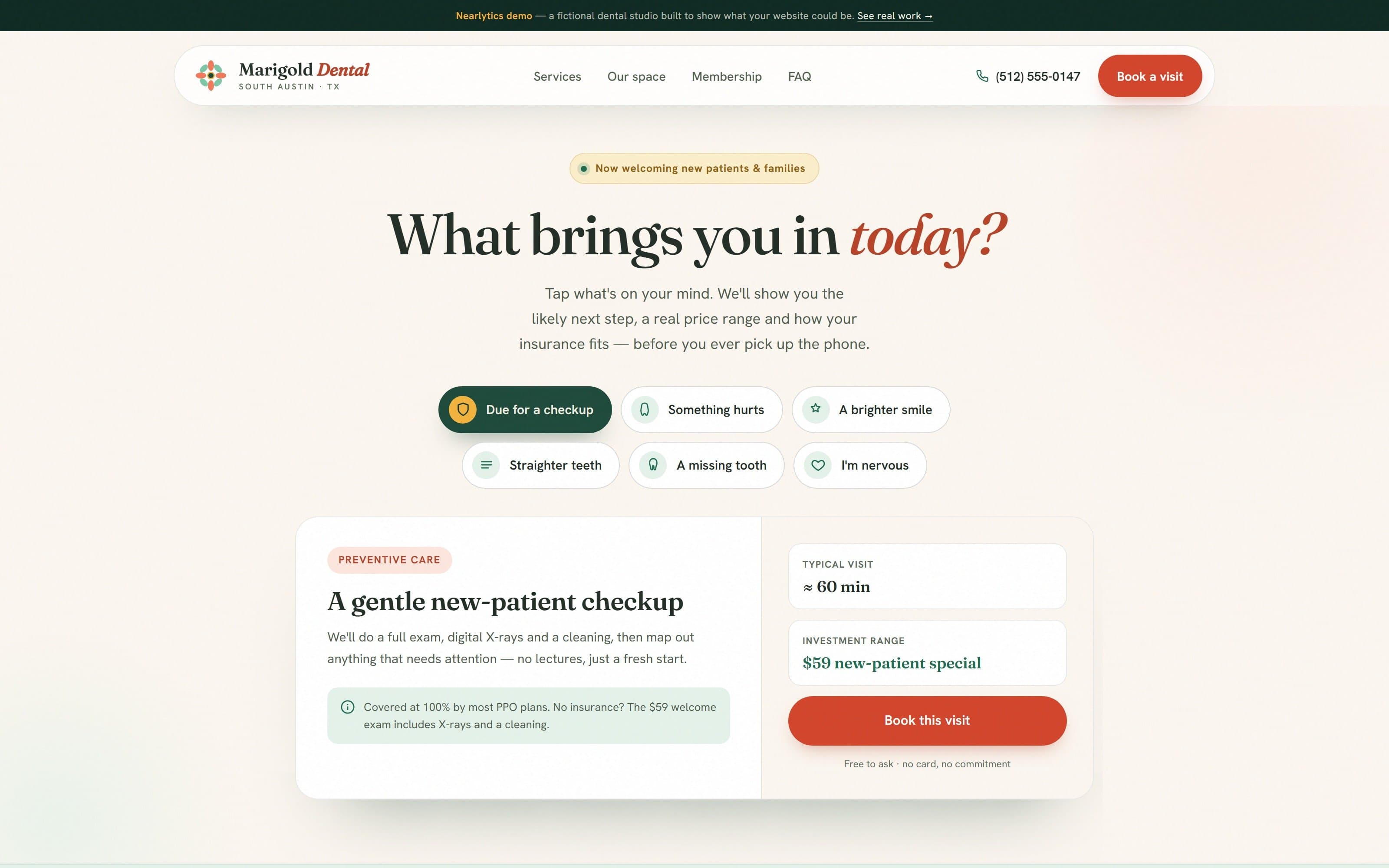 Marigold Dental Studio — dental landing page