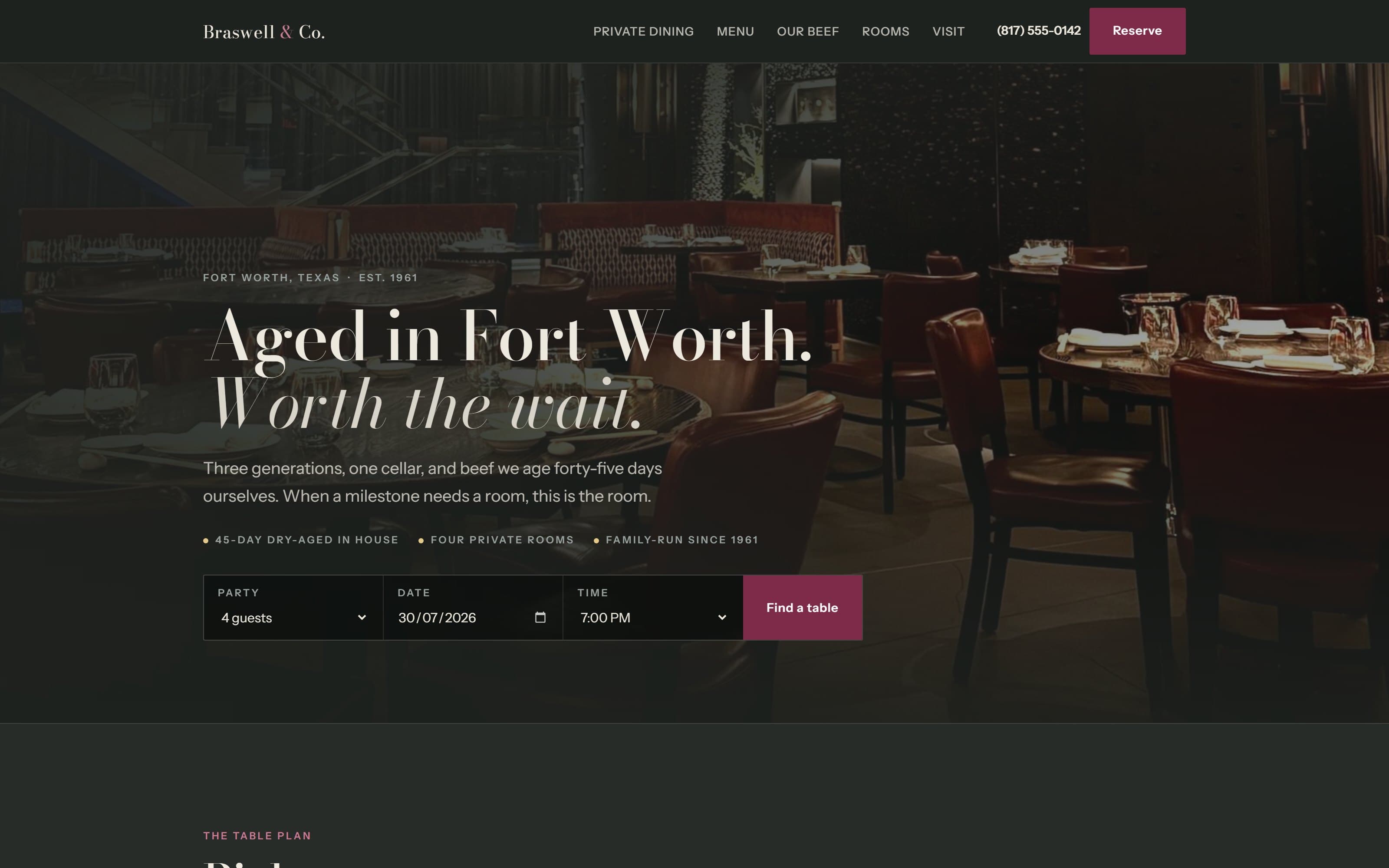 Braswell & Co. Chophouse — steakhouse landing page